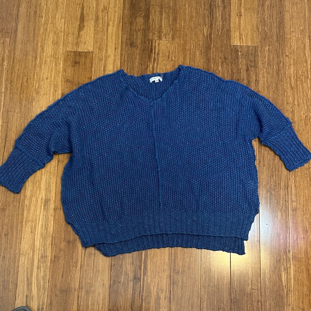On The Road Deep Blue V-Neck Sweater